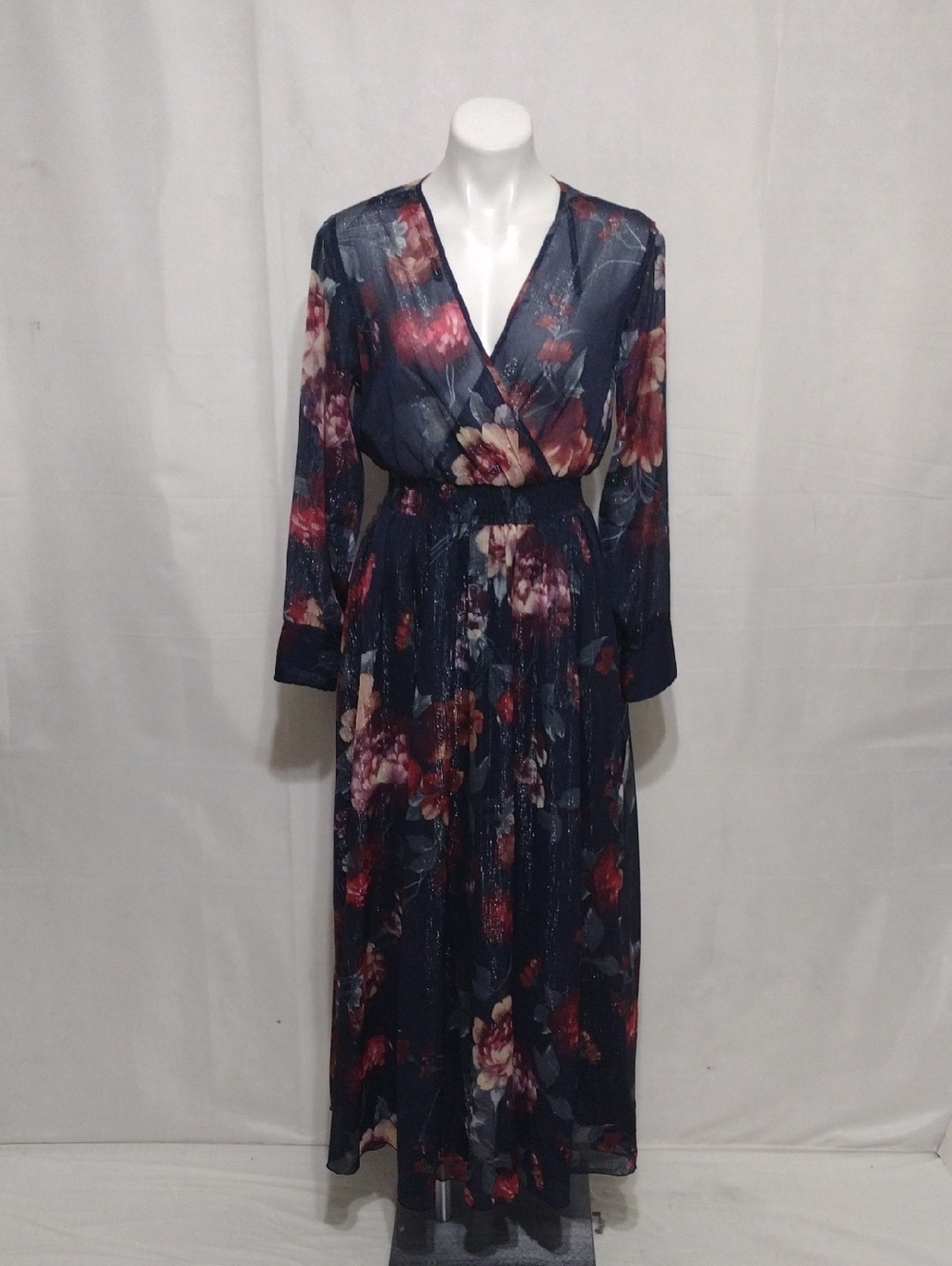 NWT Kate & Lily Navy Floral Maxi Dress Size 6 Romantic Cottagecore Wedding Guest - Picture 2 of 14